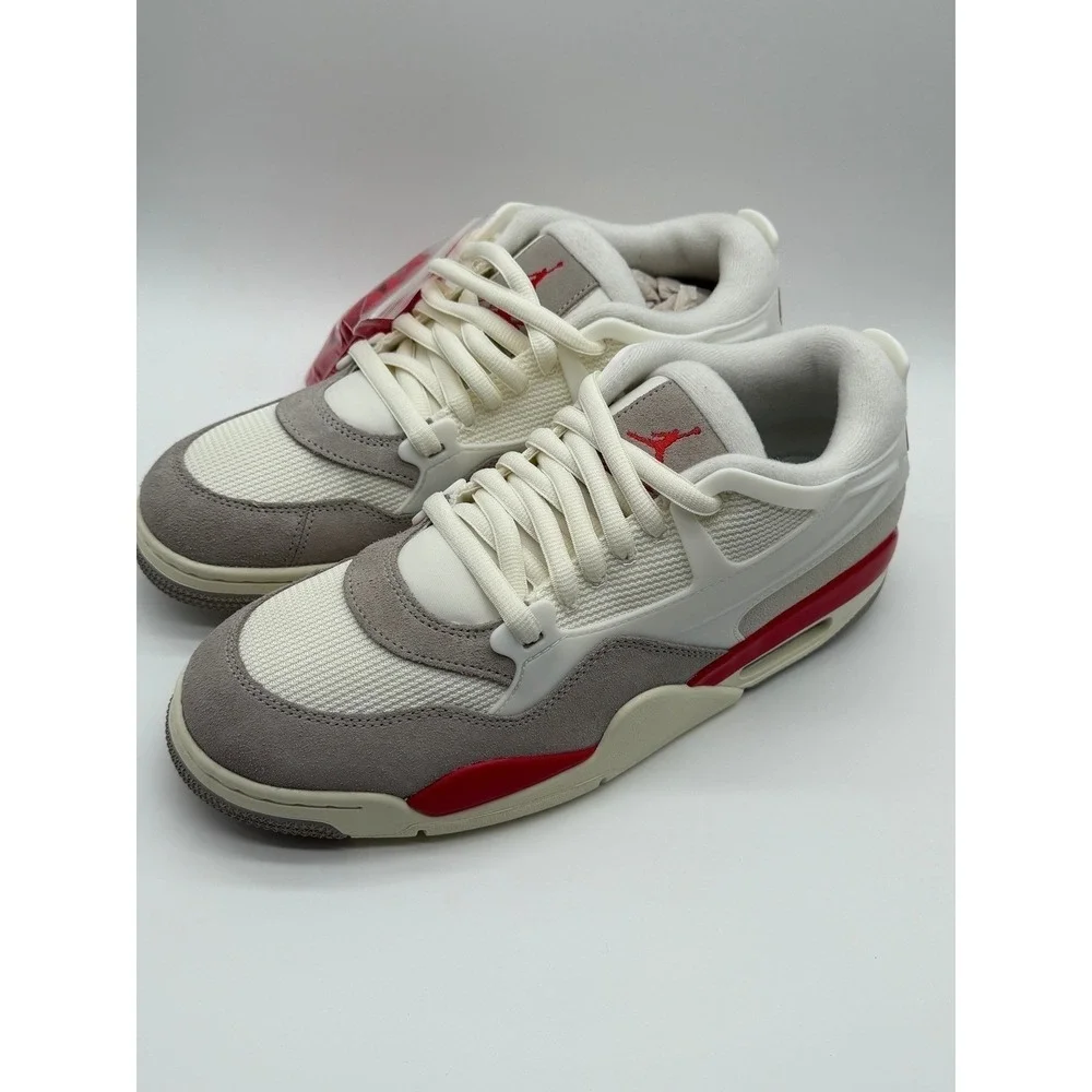 Nike Air Men's Size 11.5 Jordan 4 RM Sail‎ Fire Red College Grey New 0013